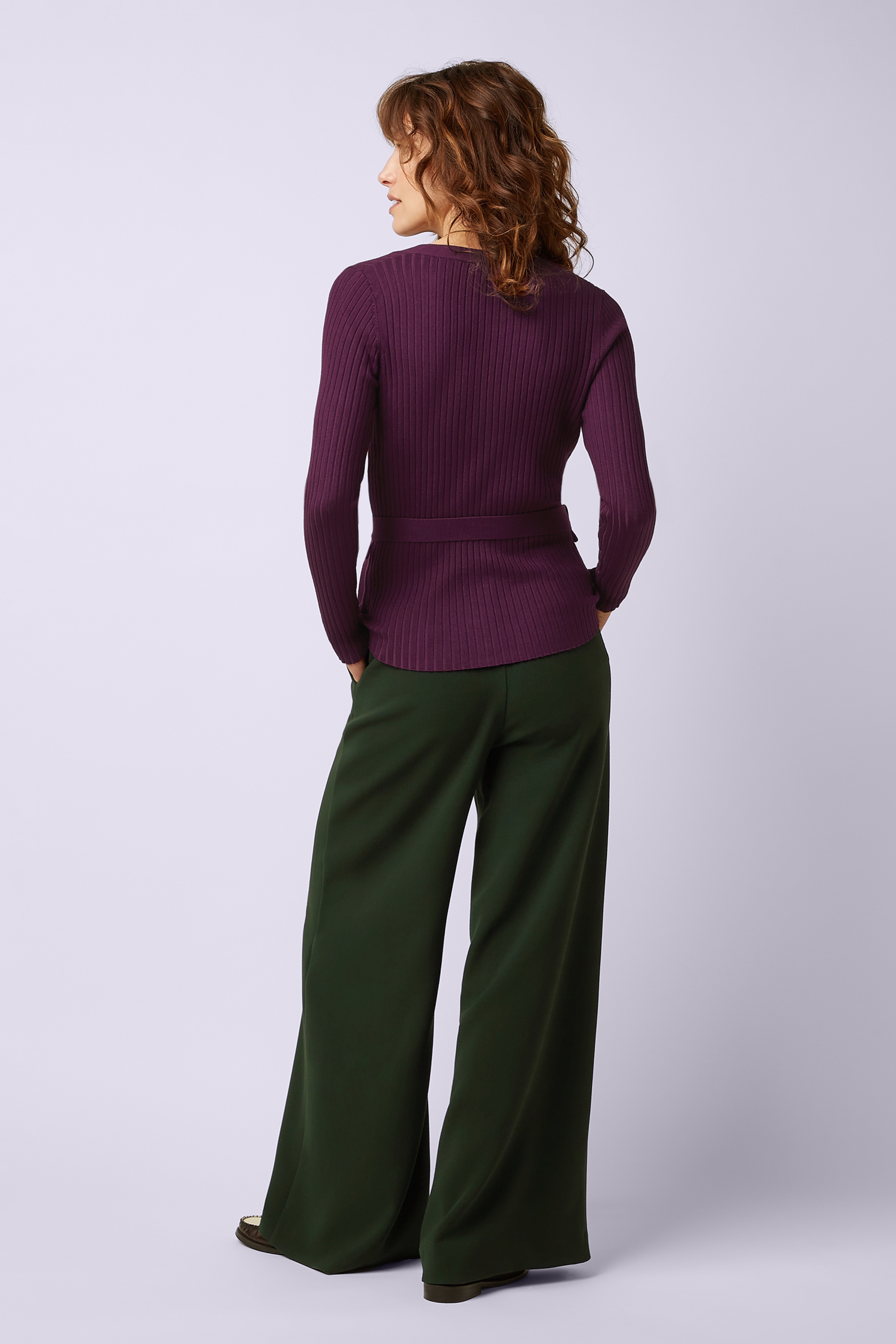 King Louie - Mila Rib Match Knit cardigan in caspia paars 5