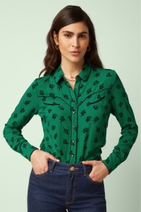 King Louie - Rosie Farlane Western blouse in grasgroen