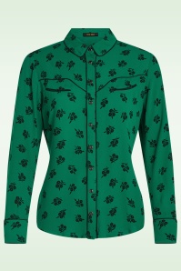 King Louie - Rosie Farlane Western blouse in grasgroen 2