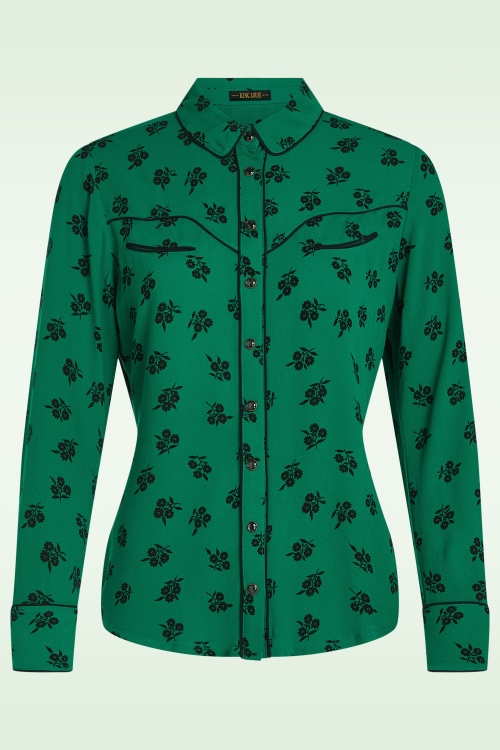 King Louie - Rosie Farlane Western blouse in grasgroen 2