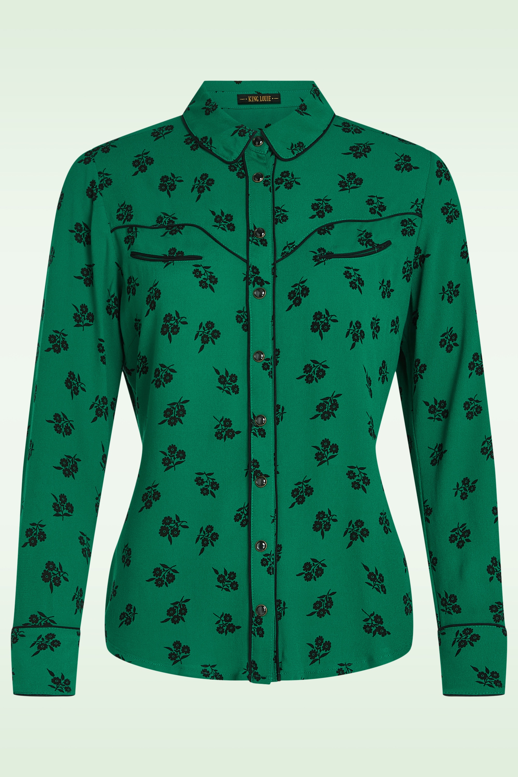 King Louie - Rosie Farlane Western blouse in grasgroen 2