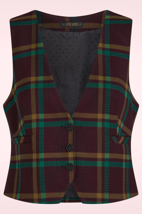 King Louie - Gilet de tailleur à carreaux Cissy Vera en rouge porto 3