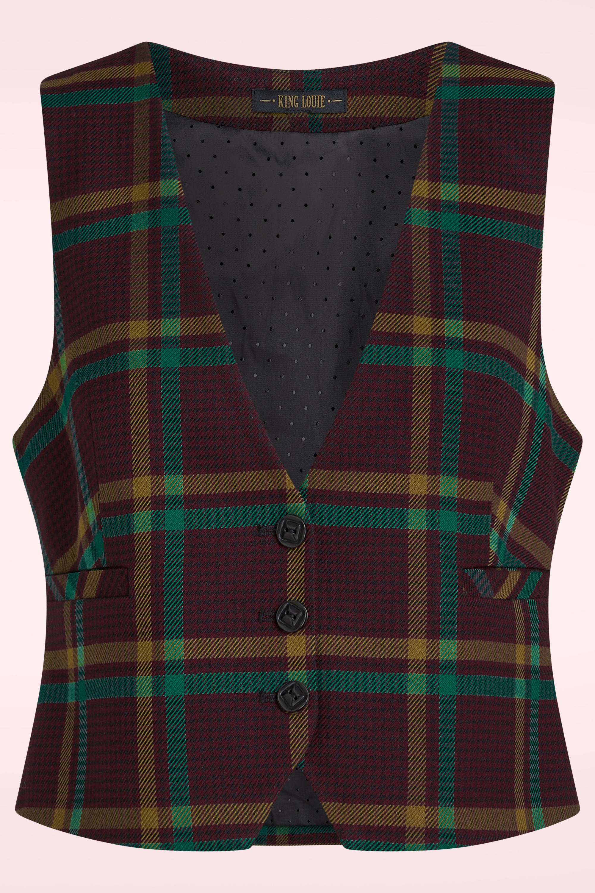 King Louie - Gilet de tailleur à carreaux Cissy Vera en rouge porto 3