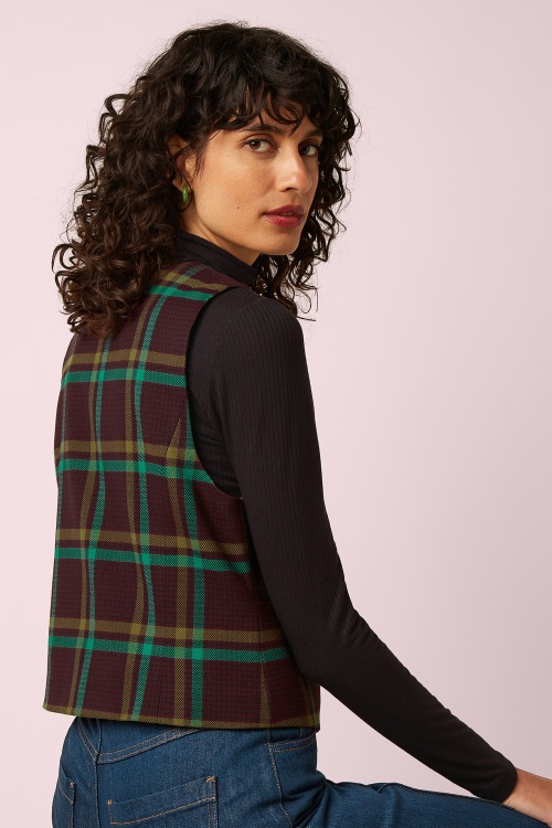 King Louie - Gilet de tailleur à carreaux Cissy Vera en rouge porto 5