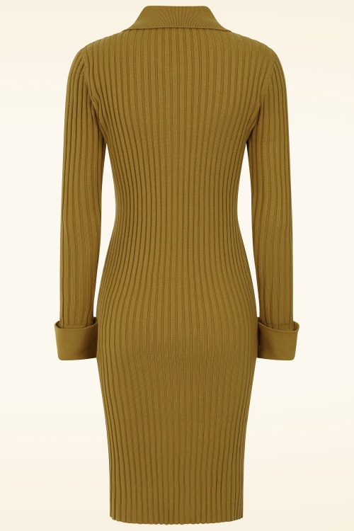 Topvintage Boutique Collection - Topvintage exclusive ~ Nelly Knitted Dress in Olive Green 4