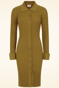 Topvintage Boutique Collection - Topvintage exclusive ~ Nelly Knitted Dress in Olive Green 3