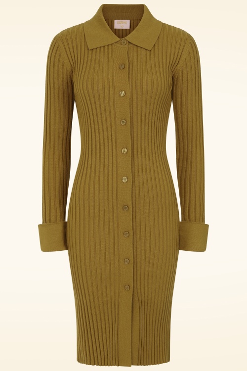 Topvintage Boutique Collection - Topvintage exclusive ~ Nelly Knitted Dress in Olive Green 3