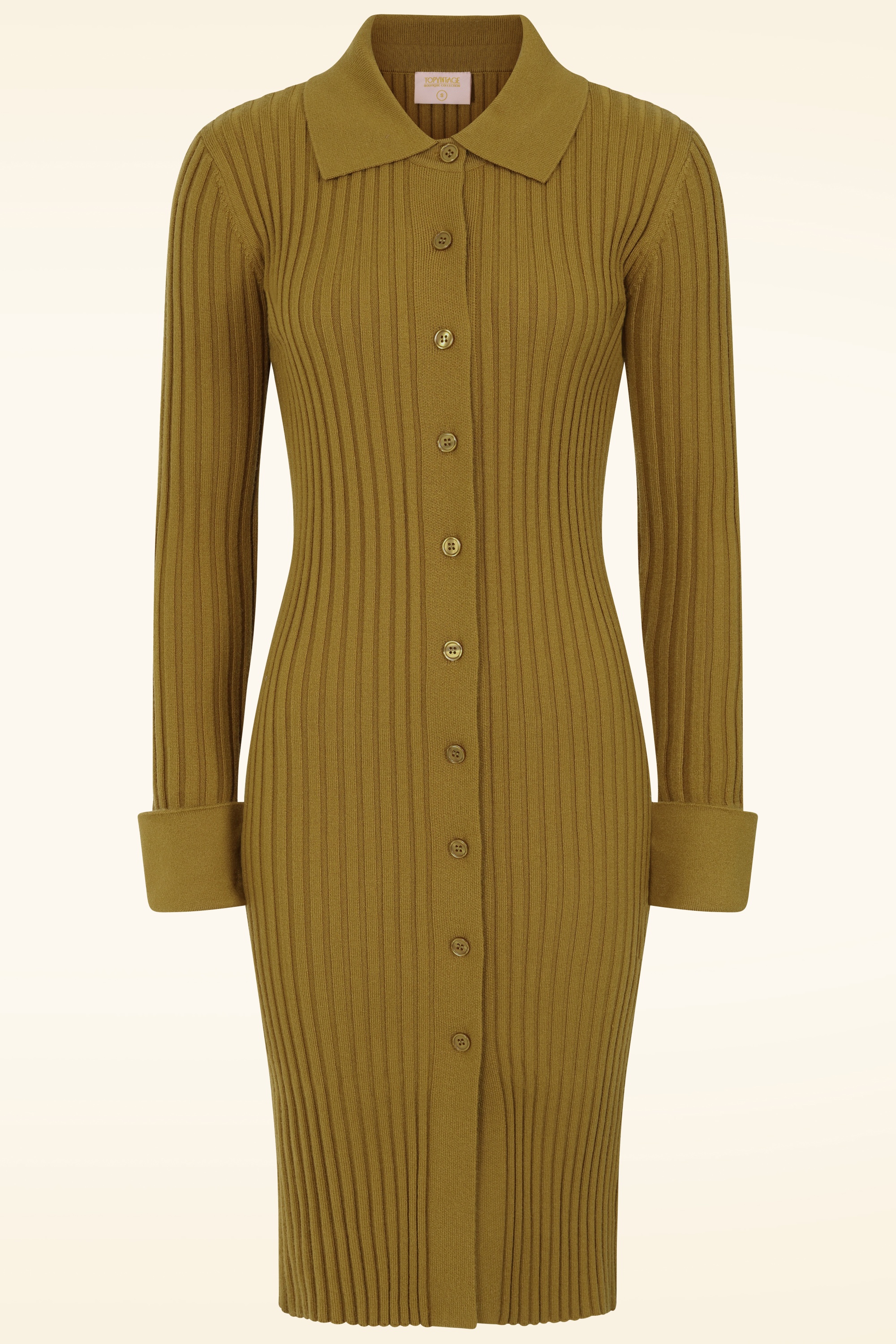 Topvintage Boutique Collection - Topvintage exclusive ~ Nelly Knitted Dress in Olive Green 3