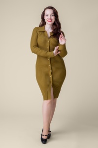 Topvintage Boutique Collection - Topvintage exclusive ~ Nelly Knitted Dress in Olive Green