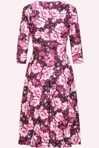 Vintage Chic for Topvintage - Topvintage exclusive ~ Caroline Floral swing jurk in bordeauxrood 3