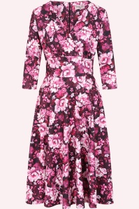 Vintage Chic for Topvintage - Topvintage exclusive ~ Caroline Floral swing jurk in bordeauxrood