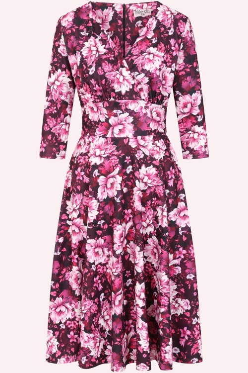 Vintage Chic for Topvintage - Topvintage exclusive ~ Caroline Oriental Floral swing jurk in roestoranje