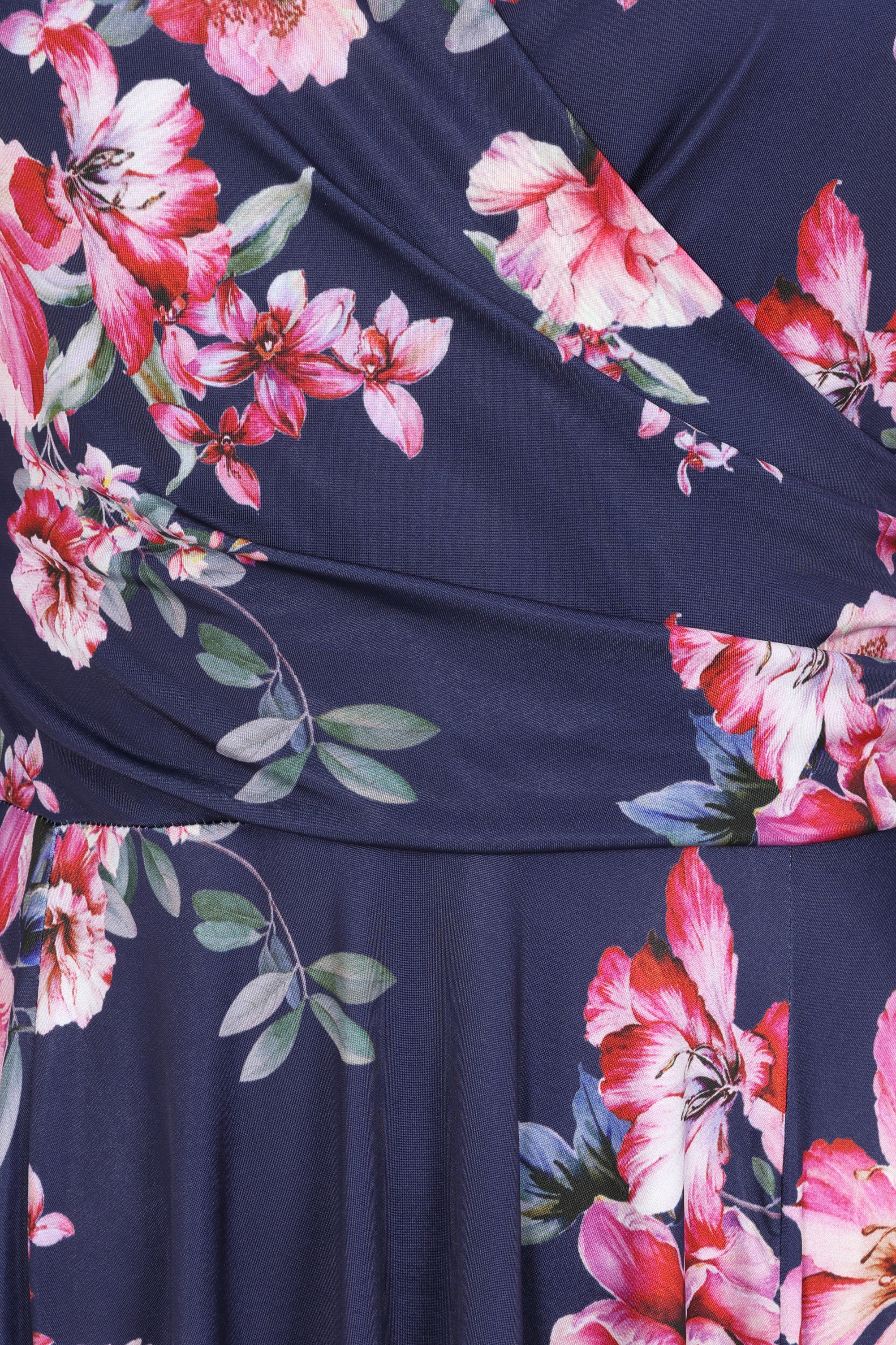 Vintage Chic for Topvintage - Topvintage exclusive ~ Aria Floral swing jurk in navy en roze 2