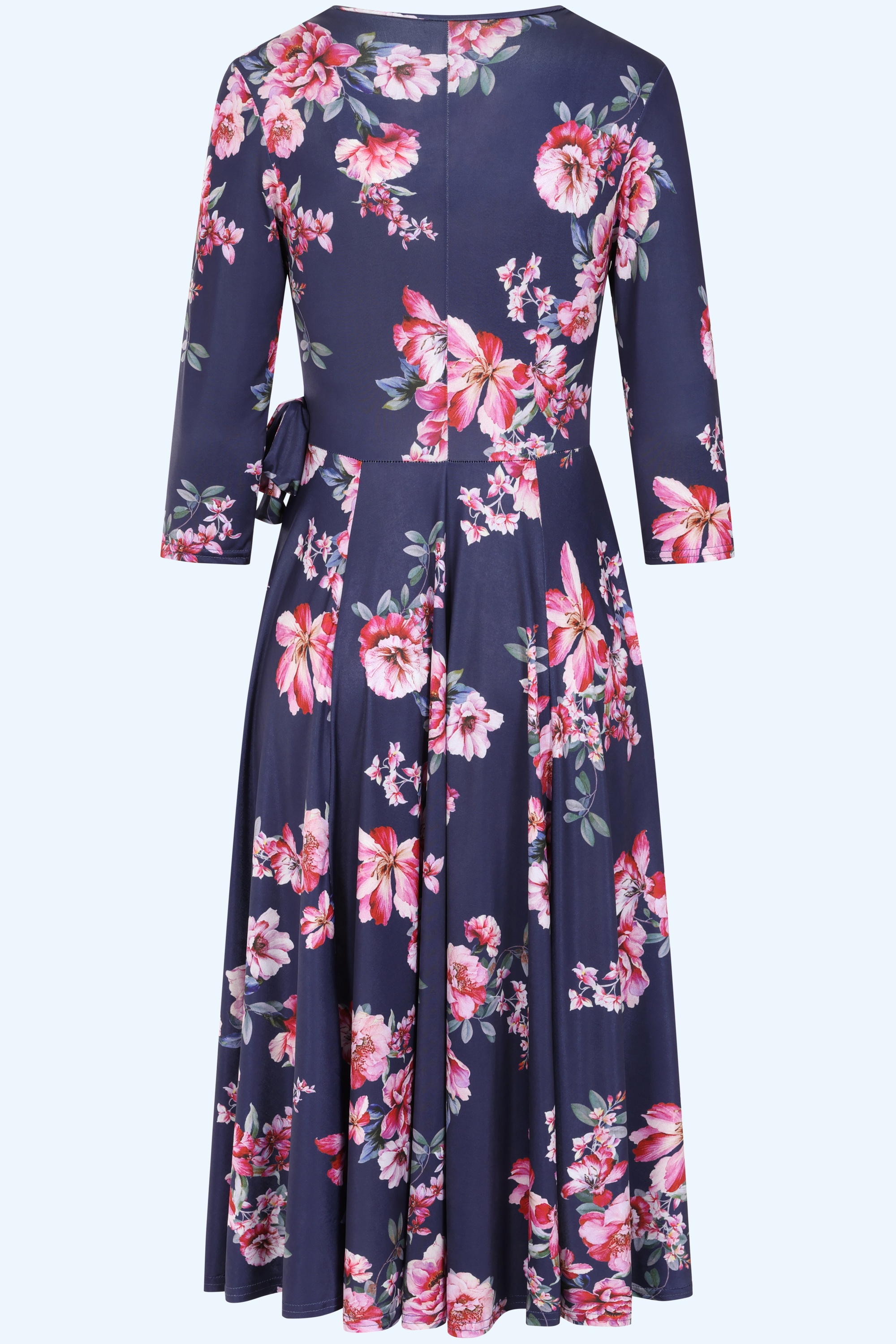 Vintage Chic for Topvintage - Topvintage exclusive ~ Aria Floral swing jurk in navy en roze 3