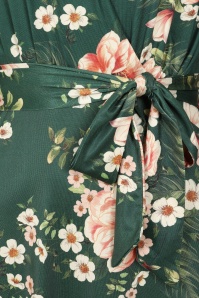 Vintage Chic for Topvintage - Topvintage exclusive ~ Taylor Cross Over Floral swing jurk in groen 2