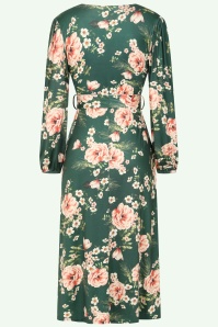 Vintage Chic for Topvintage - Topvintage exclusive ~ Taylor Cross Over Floral swing jurk in groen 3