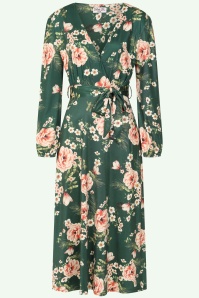 Vintage Chic for Topvintage - Topvintage exclusive ~ Taylor Cross Over Floral swing jurk in groen