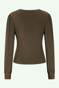Vintage Chic for Topvintage - Topvintage exclusive ~ Abigail Long Sleeve Top in Khaki Green 3