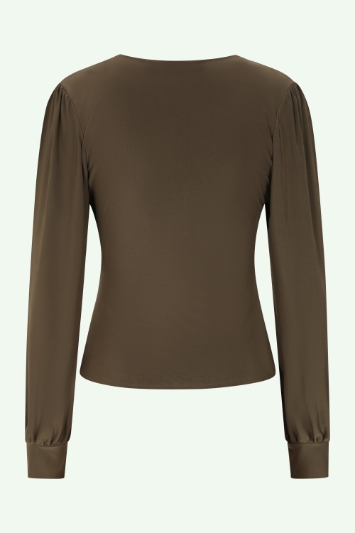 Vintage Chic for Topvintage - Topvintage exclusive ~ Abigail Long Sleeve Top in Khaki Green 3