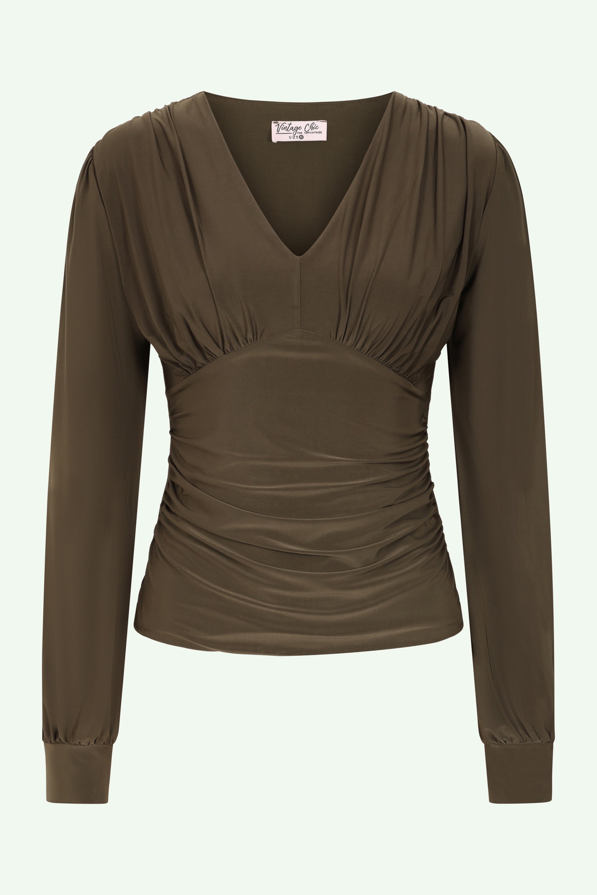 Vintage Chic for Topvintage - Topvintage exclusive ~ Abigail Long Sleeve Top in Khaki Green