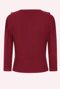 Banned Retro - Cat Scallop Collar cardigan in bordeauxrood 2