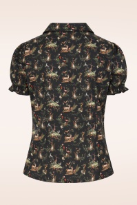 Banned Retro - Star Nature Cotton Blouse in Black 4