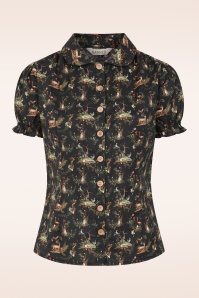 Banned Retro - Star Nature Cotton Blouse in Black 2