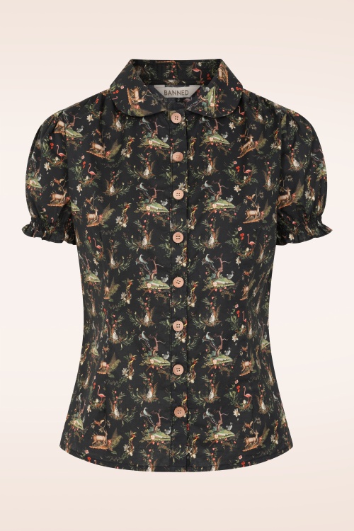 Banned Retro - Star Nature Cotton Blouse in Black 2
