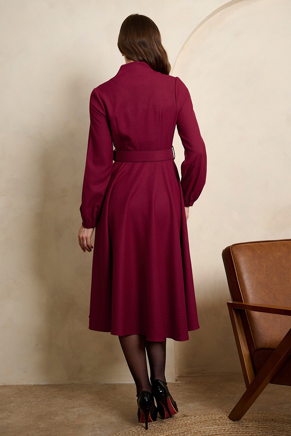 Banned Retro - Robe midi Tiziana en bordeaux 3