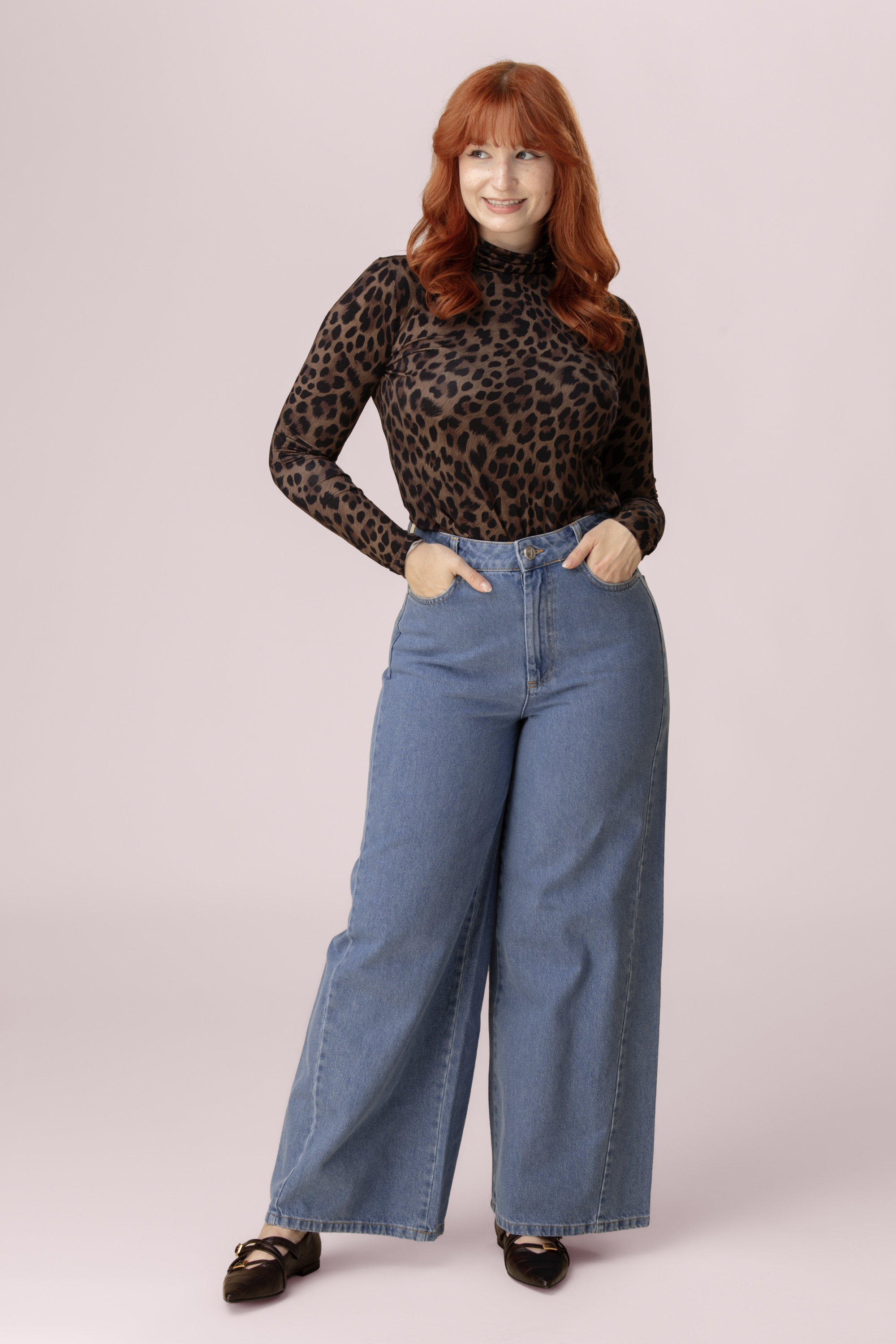 Mademoiselle YéYé - Wide Division Denim Trousers in Ocean Blue