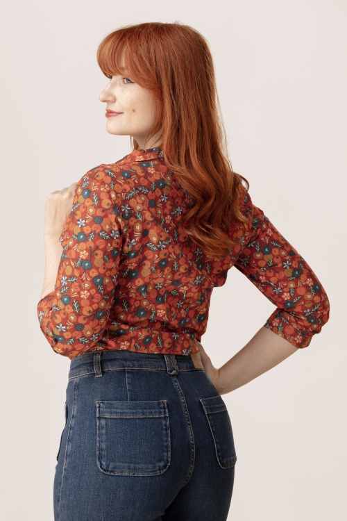 Seasalt - Chemisier en coton Larissa en Tomato Blooms Cinnamon 3