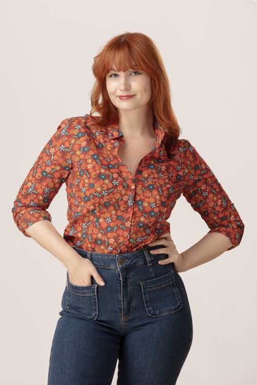 Seasalt - Chemisier en coton Larissa en Tomato Blooms Cinnamon