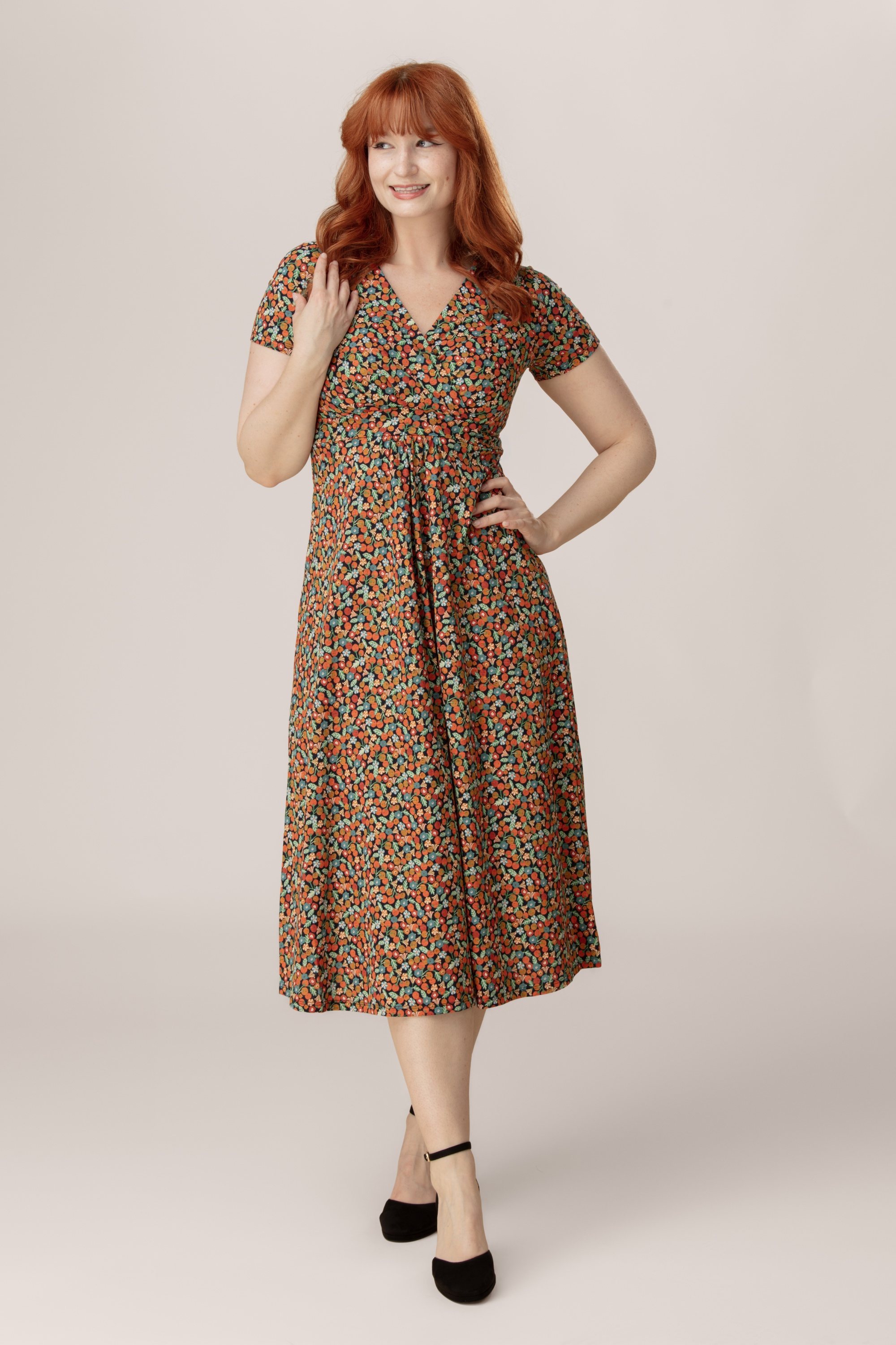Seasalt - Chapelle Cotton Midi Dress in Tomato Blooms Maritime
