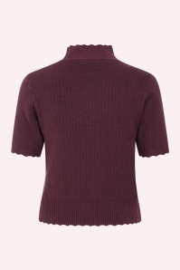 Banned Retro - Jane Sweet Scallop gebreide top in aubergine 4