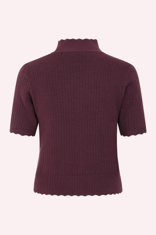Banned Retro - Jane Sweet Scallop gebreide top in aubergine 4