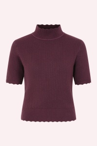 Banned Retro - Jane Sweet Scallop gebreide top in aubergine 2