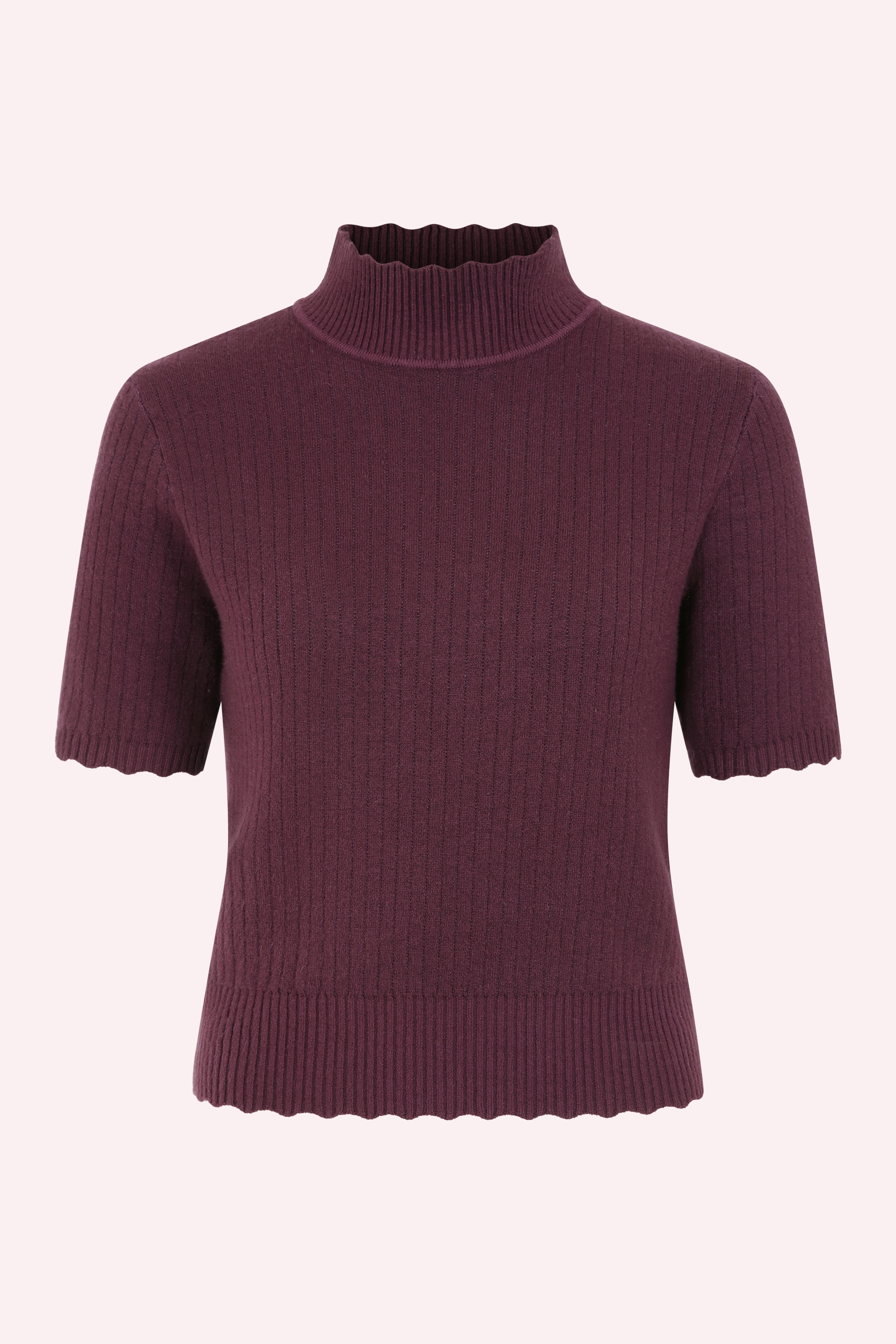 Banned Retro - Jane Sweet Scallop gebreide top in aubergine 2