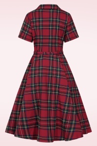 Banned Retro - Robe swing à carreaux Hannah Holiday Tartan en rouge 5