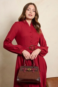 Banned Retro - Darling Belle Check Tote Bag in Brown 2