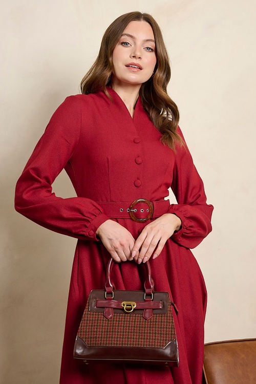 Banned Retro - Darling Belle Check Tote Bag in Brown 2