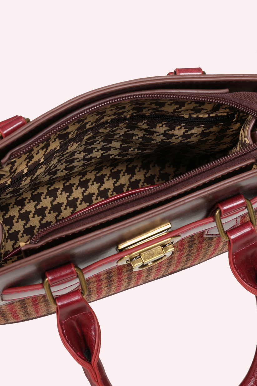 Banned Retro - Darling Belle Check Tote Bag in Brown 6
