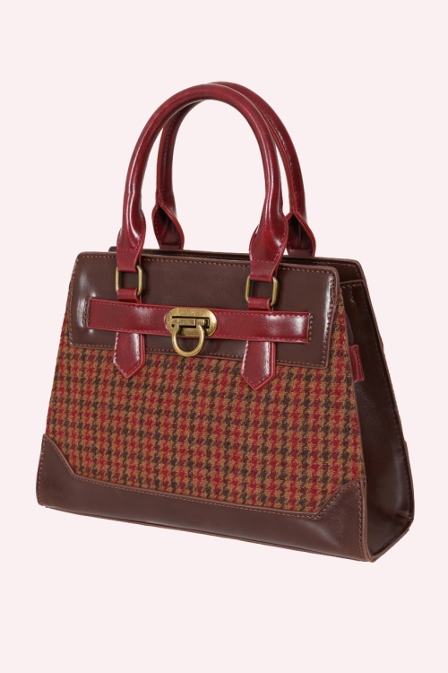 Banned Retro - Darling Belle Check Tote Bag in Brown 4
