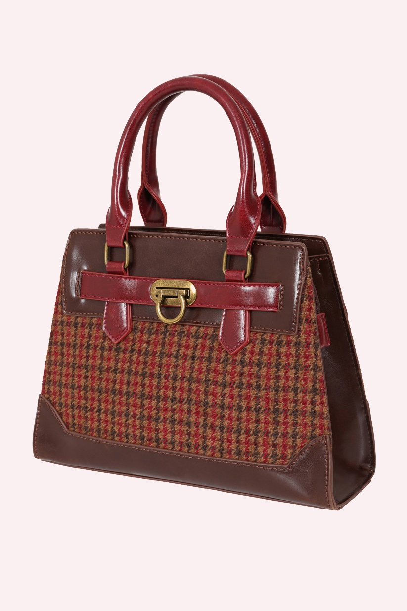 Banned Retro - Darling Belle Check Tote Bag in Brown 4