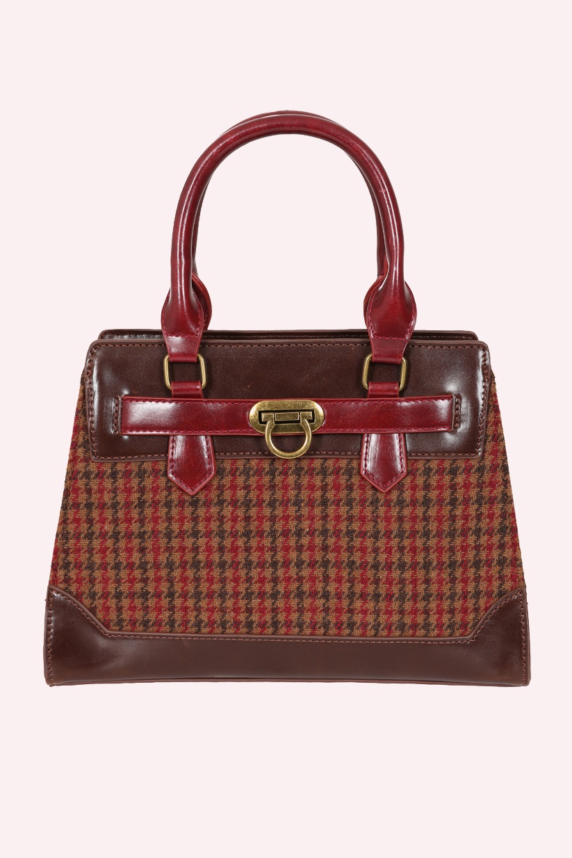 Banned Retro - Darling Belle Check Tote Bag in Brown