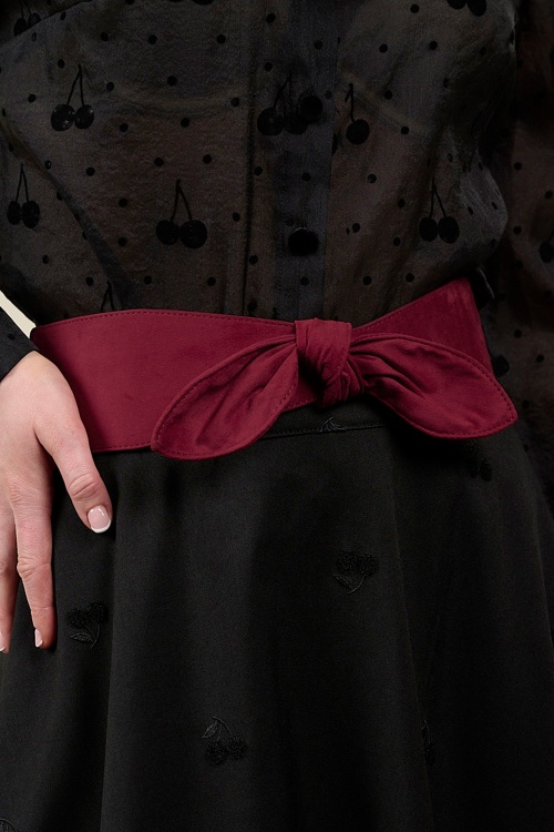 Banned Retro - Petal Bow Belt in Burgundy 2