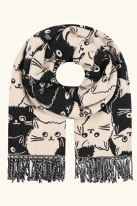Banned Retro - Whiskers Scarf in Black and White