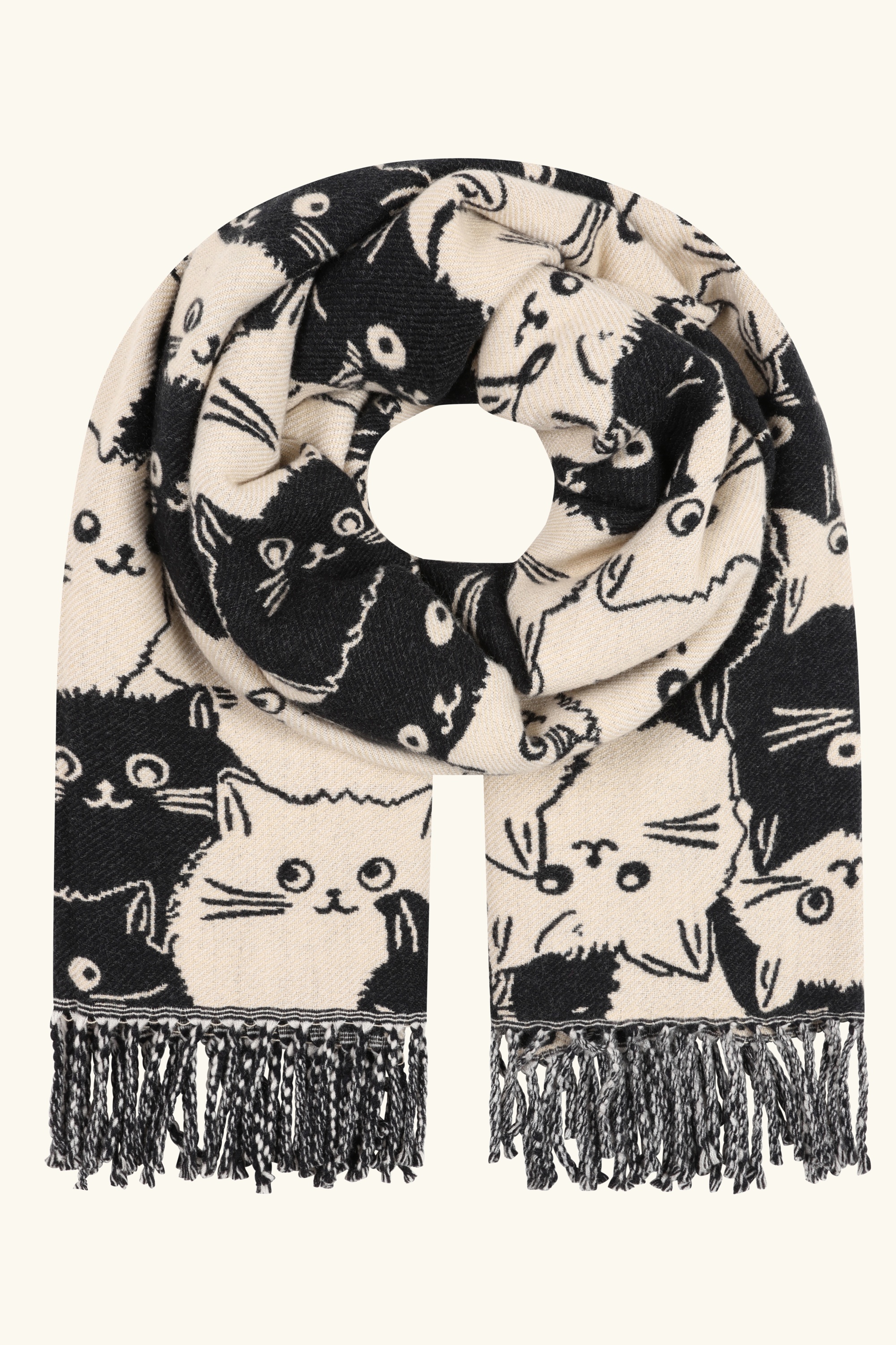 Banned Retro - Whiskers Scarf in Black and White