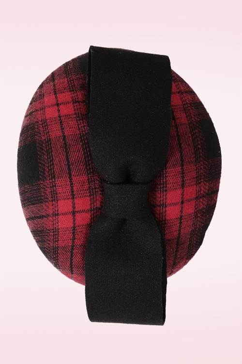 Banned Retro - Tartan Tease fascinator in bordeaux 2