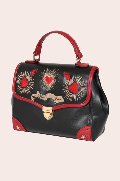 Banned Retro - True Love handtas in zwart 3