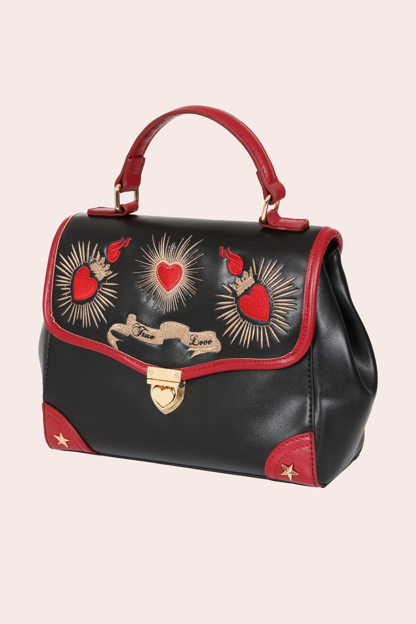 Banned Retro - True Love handtas in zwart 3